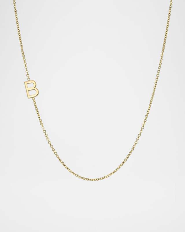 14K Yellow Gold Asymmetrical Initial Necklace
